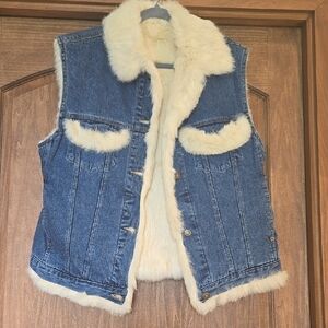Chebella Reversible Denim Rabbit Fur Vest